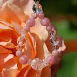 花かずら（6mm）薔薇色インカローズ・水晶（クォーツ）ストラップ