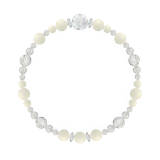 花かずら（6mm）生成り色ホワイトコーラル・水晶（クォーツ）ブレスレット